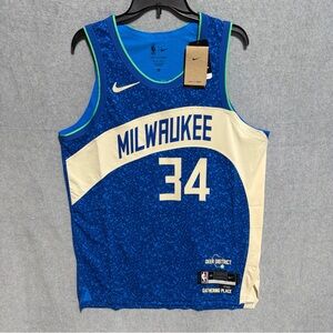 Milwaukee Bucks Giannis Antetokounmpo No. 34 Nike City Edition Jersey Size M & L